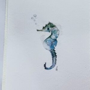 postkaart aquarel zeepaardje Bo