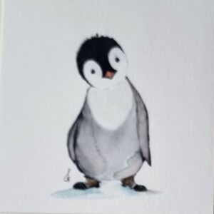 postkaart aquarel pinguin eddie